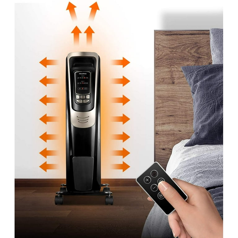 PELONIS Oil Filled Radiator Heater Luxurious Champagne Portable Space Heater  with Programmable Thermostat, 10H Timer, Remote Control, Tip  Overu0026Overheating Functions, Quiet Heater for Home Office - Walmart.com