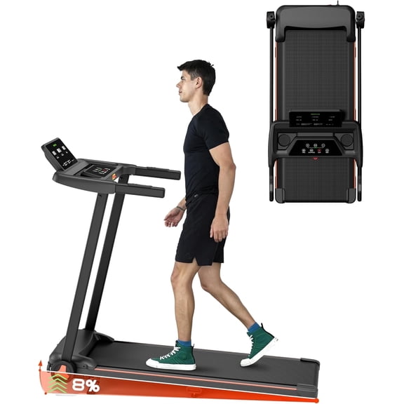 Folding Walking Pad with Incline, Portable Under Desk Treadmill for Home, 3.5HP, 400lbs Capacity, 0.62-8.7 mph Speed Range, with Workout Programs