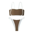 thumbnail image 7 of Womens Swimsuits Spaghetti Strap Brassiere With Thongs Retro Sexy Brazilian Two Piece Bikini Sets For Women Swimwears Activewear,Brown,L, 7 of 7