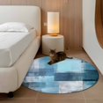 thumbnail image 3 of Teal Blue Round Area Rug 4 FT, Non Slip Indoor Outdoor Rug, Modern Oil Painting Abstract Ombre Geometric Washable Soft Circular Carpet Non-Shedding Floor Mat for Coffee Table Nursery Foyer Balcony, 3 of 8