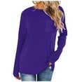 thumbnail image 2 of Women Long Sleeve Tops 2025 Fall Fashion Casual Crew Neck Pullover Shirt Loose Comfy Solid Color Tops with Pockets Purple L, 2 of 5