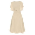 thumbnail image 3 of Prolriy Robes d'Invité de Mariage pour Femmes Formelles Demoiselle d'Honneur Taille Haute Robe de Soirée Cocktail Polyester Coolcasual Robes de Fête pour Femmes 2025 Robe Formelle Beige P, 3 of 5