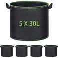 thumbnail image 1 of 5 bolsas de plantación de 30 l, bolsas de plantación hechas de tela no tejida, bolsa de plantación con manijas, bolsa de plantación reutilizable para jardinería y cultivo de planta, 1 of 5
