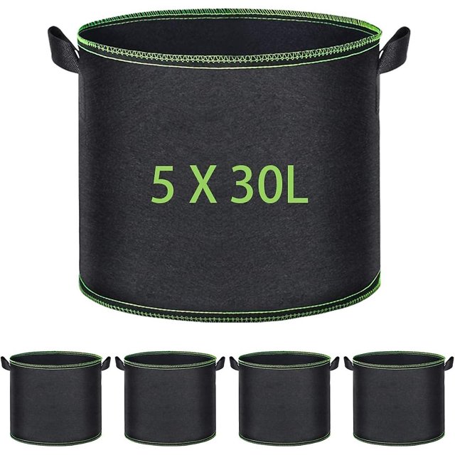 5 bolsas de plantación de 30 l, bolsas de plantación hechas de tela no tejida, bolsa de plantación con manijas, bolsa de plantación reutilizable para jardinería y cultivo de planta