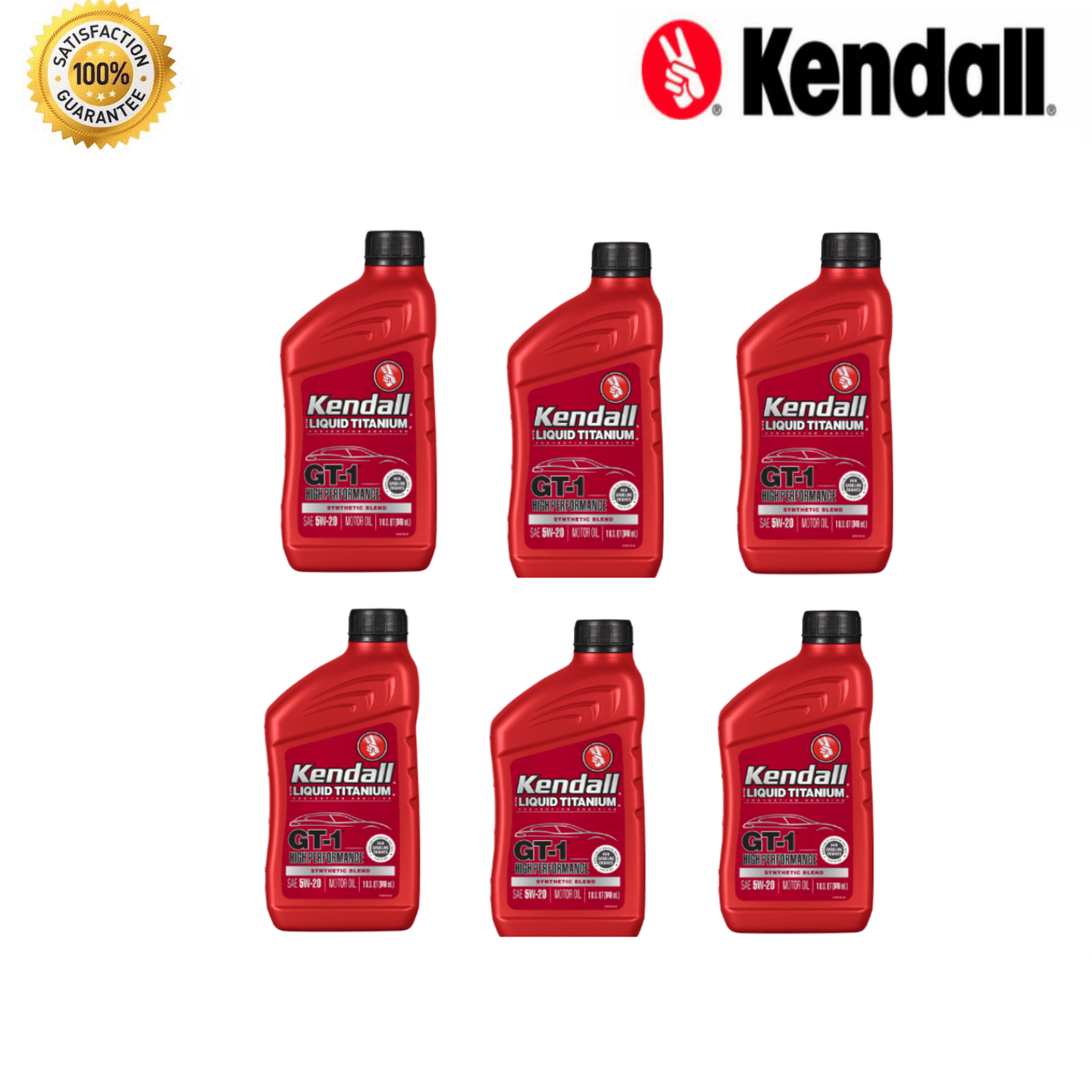Kendall 5W20 Synthetic Motor Oil High Mileage 6 Quarts GT1 Liquitek