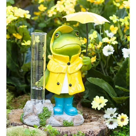 Animal In Rain Gear Decorative Rain Gauge Garden Statue