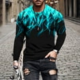 thumbnail image 2 of JINMGG Mens Tops under $5,Flame Print Round Neck Long Sleeve Men's Tshirt,Blue XL, 2 of 4