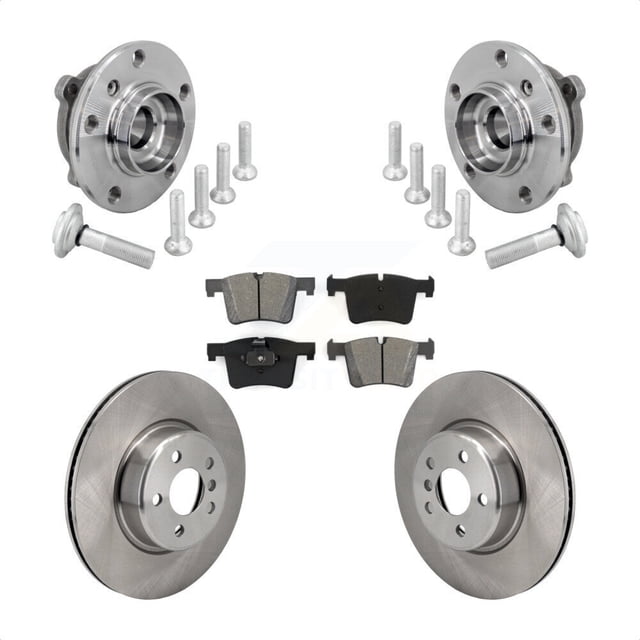 Transit Auto Front Hub Bearing Assembly Disc Brake Rotors and Semi-Metallic Pads Kit for Car 2019 BMW 330i xDrive GT with 330mm Diameter Rotor Without Blue Painted Calipers KBB-133451