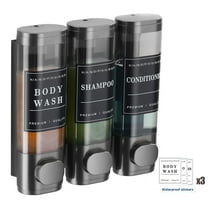 Shampoo and Conditioner Dispenser，Shower Soap Dispenser Wall Mounted No Drill Shampoo Dispenser，Shower Dispenser 3 Chamber 3 * 300ml No Drill Gungray with Labels