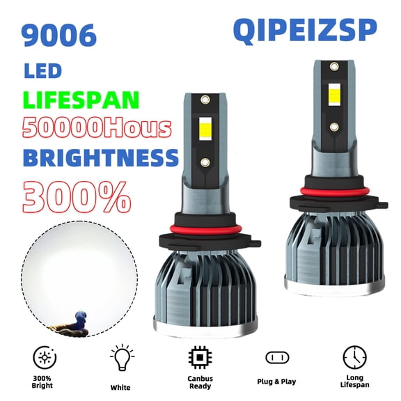 QIPEIZSP 9006/HB4 LED Headlight Bulbs for GMC Yukon XL 1500 2004-2006 Low Beam Bright 6500K, pack of 2