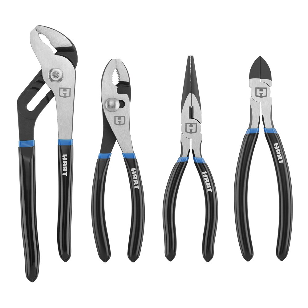 HART 4Piece Pliers Set, Chrome Vanadium Steel and Chrome Nickel Steel