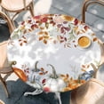 thumbnail image 2 of Orange Blue Pumpkin Fall Round Tablecloth, Fitted Table Cover with Elastic for 36"-44" Round Tables, Thanksgiving Floral Leaves Table Cloth Outdoor Indoor Dinning Party Waterproof Tablecloths, 2 of 7