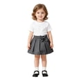 thumbnail image 4 of Fgnfyis Girls School Uniform Skirt Soft Pleated Solid Color A Line Elastic Waistband Toddler Bowknot Skirts for Girls Grey 6-9 Months, 4 of 5
