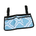 thumbnail image 4 of Wheelchair Side Bag, Wheelchair Armrest Pouch Convenient Polyester Pongee  For Travel Blue Pattern, 4 of 8