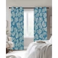 thumbnail image 3 of Ocean Marine Life Blackout Curtains for Bedroom Living Room, Retro Blue Shell Conch Line 45 In Long Thermal Insulated Room Darkening Drapes Grommet Window Treatments, 52 x 45 In, 3 of 9