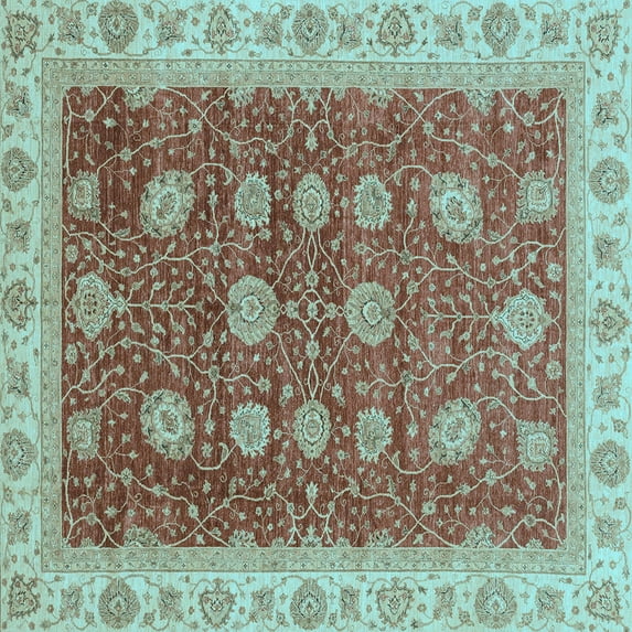 Ahgly Company Indoor Square Oriental Light Blue Traditional Area Rugs, 5' Square