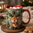 thumbnail image 4 of Trovenix Reindeer Coffee Mug 2D Ceramic Christmas Cup, Hot Cocoa Milk Tea Drinking Mug for Home Office, Festive Holiday Gift for Family, 4 of 7
