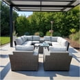 thumbnail image 2 of JERFIT 8-Person Outdoor Patio Set, Fully Assembled Sectional Sofa with Cushions, Coffee Table, Weather-Resistant Gray HDPE Wicker Furniture for Garden, Poolside, 2 of 10