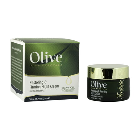Olive Restoring & Firming Night Cream by Frulatte with Certified Organic Olive Oil for all skin types. 1.7 fl. (Best Organic Firming Face Cream)
