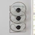 thumbnail image 4 of Tuvgenk 3 Tier Pot Lid Organizer Rack Wall Mount Cabinet Door Storage Holder for Pan Covers Kitchen Countertop Silver, 4 of 6