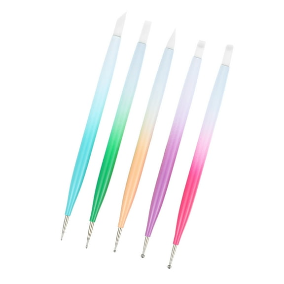 Vocoste 5 Pcs Double Ended Nail Art Pen Silicone Nail Design Tools Kit Nail Dotting Pens