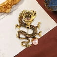 thumbnail image 3 of Tnobhg Chinese Style Brooch Men Enamel Dragon Shape Faux Pearl Pin Clothing Coat Badge Jewelry Party Accessories, 3 of 8