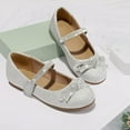 thumbnail image 3 of Kushyshoo Silver Girl's Bow Mary Jane Dress Shoes Ballet Princess Flats with Rhinestone Strap 1M, 3 of 6