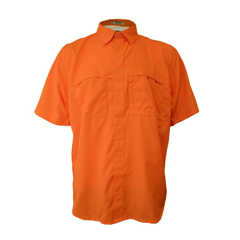 Tiger Hill Men's Pescador Polyester Fishing Shirt Short Sleeves-Blaze  Orange 4XL