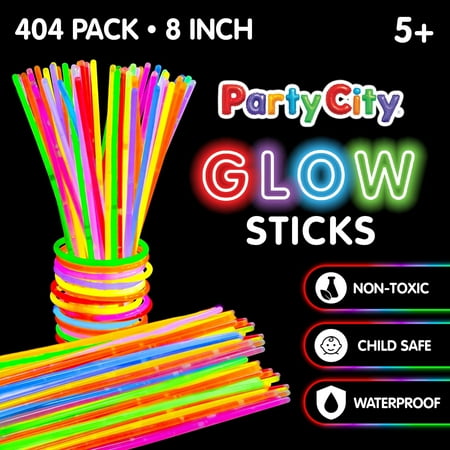 Party City 8 inch Multi Color Bendable Glow Sticks, Light Sticks for Kids & Adults, 404 Pieces
