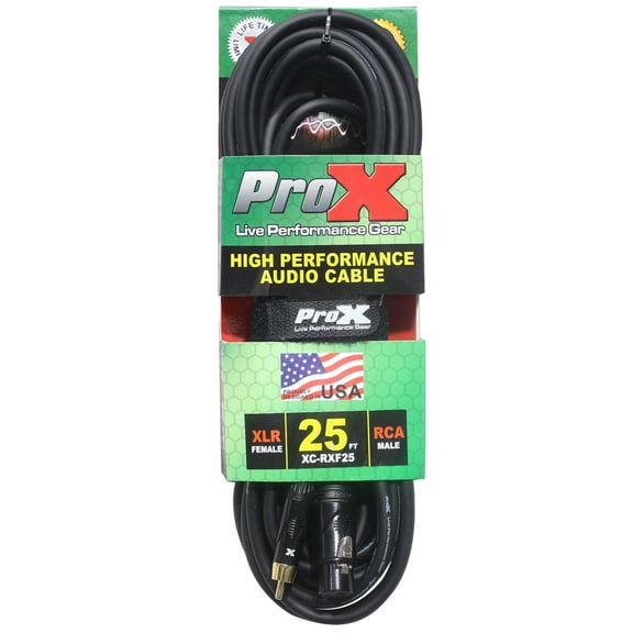 ProX XC-RXF25 25' RCA-M to XLR3-F Unbalanced High Performance Audio Cable