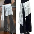 thumbnail image 2 of Women Hollow Out Lace Layered Half Skirt Korean Asymmetrical Long Apron Skirt Lace Up Hip Covering Scarf Overskirt, 2 of 8