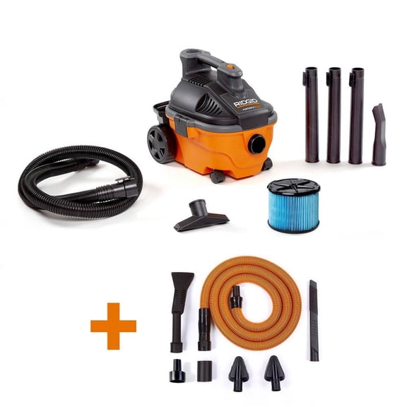 4 Gal. 5.0 Peak HP Portable Shop Vacuum Wet Dry Vac with Fine Dust Filter, Accessories and Car Cleaning Kit WD4070C