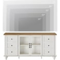 thumbnail image 4 of WAMPAT Farmhouse TV Stand, up to 75 inch, Glass and Wood, 4 Openable Storage Doors, Universal Media Console, Entertainment Center, 60-75 inch TV Table Cabinet,White&Oak, 4 of 8