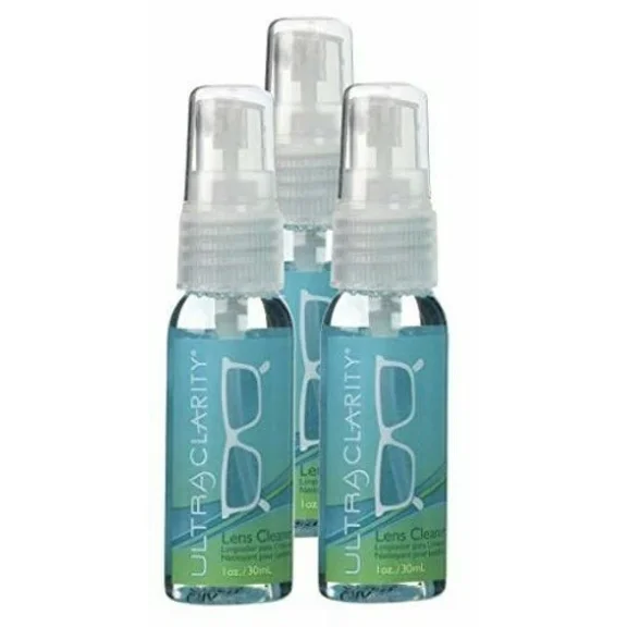3 Ultra Clarity Lens Cleaner Spray 1 Oz. Plus 3 Black Microfiber Cleaning Cloth
