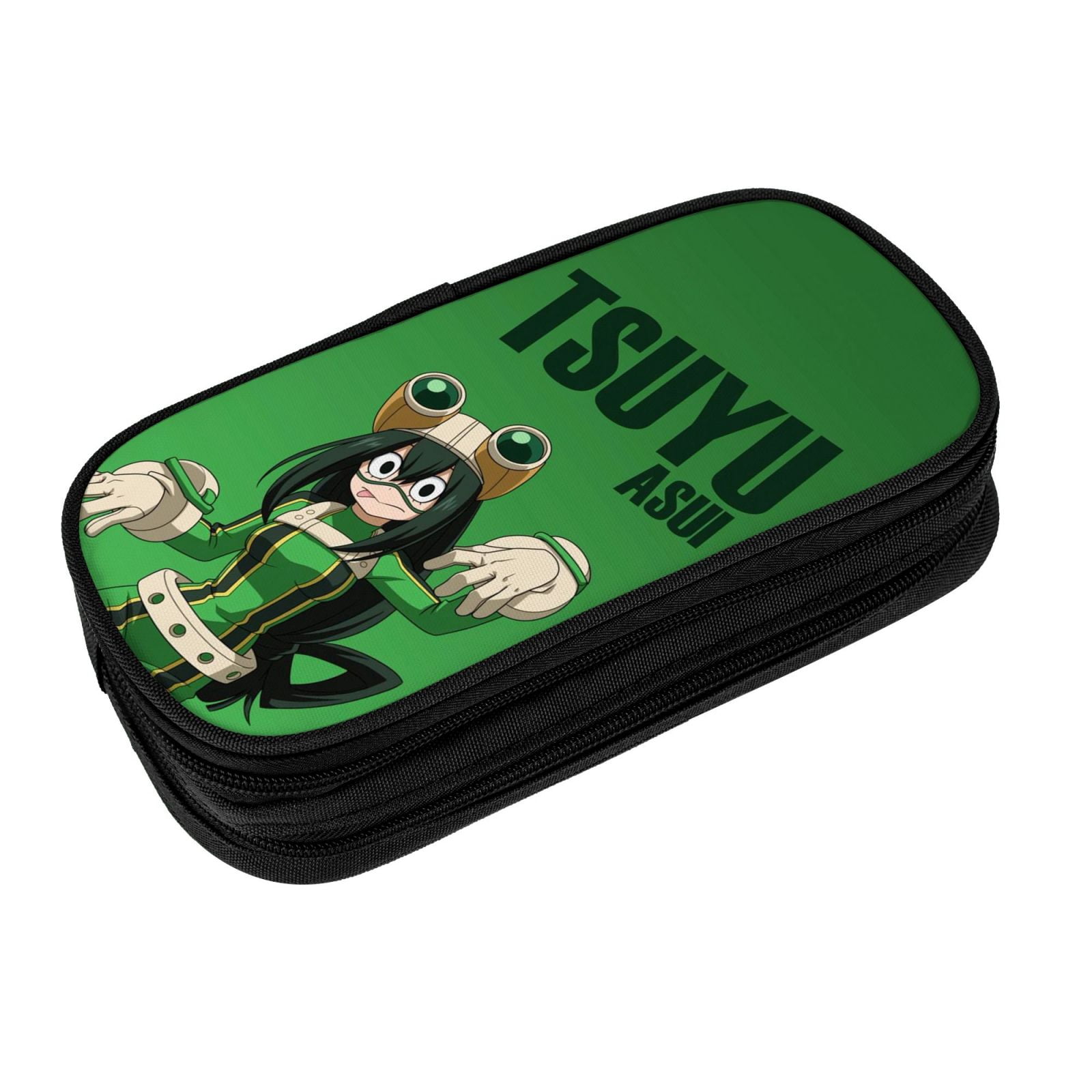 My Hero Academia Tsuyu Asui Pencil Case Large Capacity Pencil Pouch Pen Bag Office Stationery Organizer Travel Makeup Bag Black