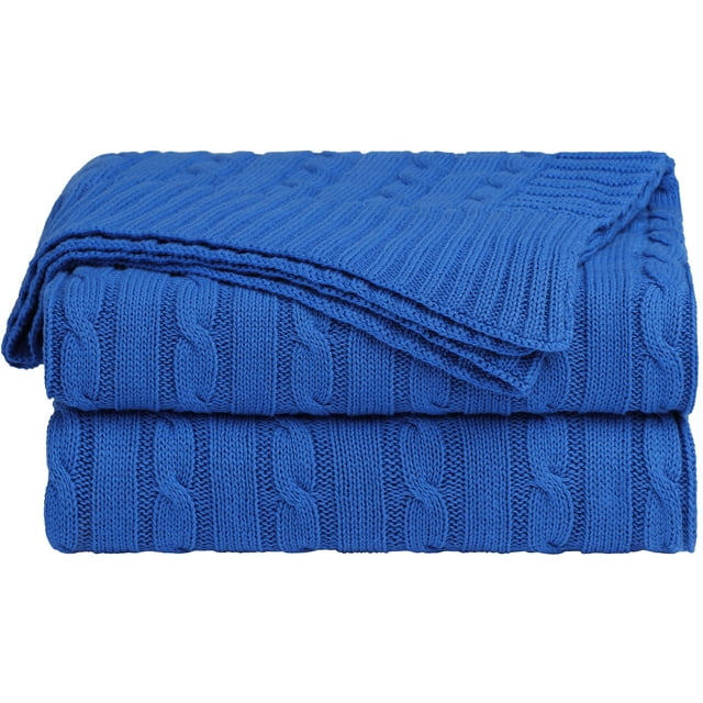 Unique Bargains Cotton Blanket Decorative Cable Knitted Throw Soft Knit Blankets