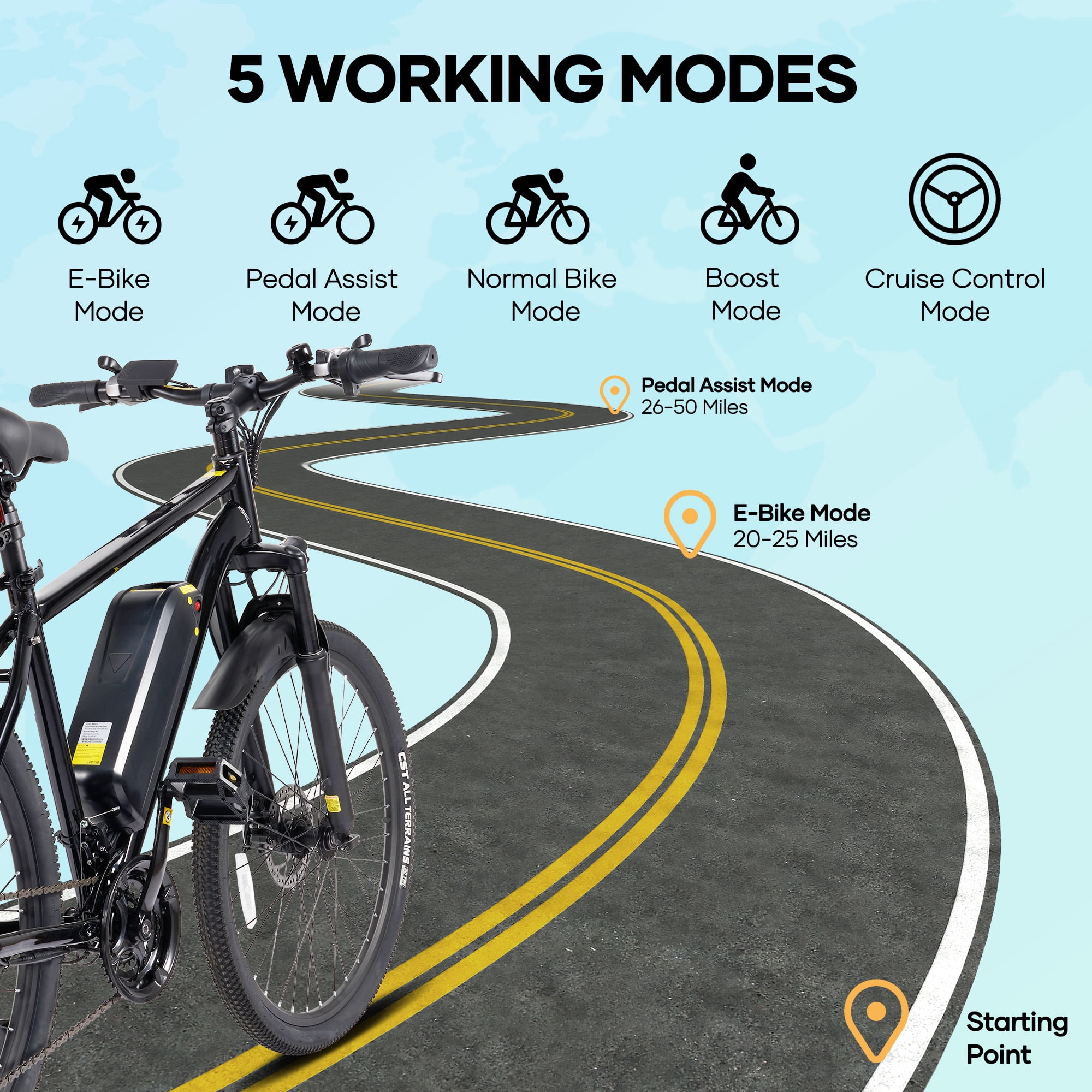 Electric Bike for Adults, 26" Electric Mountain Bike with Front Suspension, 20MPH Electric Bicycles, 48V 350W Removable Battery, Ebike-UL2849