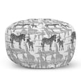 thumbnail image 1 of African Pouf Cover with Zipper, Wild Life Safari Themed Printing of Zebras Giraffes and Umbrella Thorn Trees, Soft Decorative Fabric Unstuffed Case, 30" W X 17.3" L, Grey and White, by Ambesonne, 1 of 5