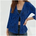 thumbnail image 2 of Womens Cardigan Sweaters Casual Solid Color Lace Cover Up Open Front Tops Long Sleeve V Neck Slimming Women's Sweaters Blue M, 2 of 6