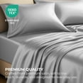 thumbnail image 6 of Satin Sheets King [4-Piece, Grey] Hotel Luxury Silky Bed Sheets - Extra Soft 1800 Microfiber Sheet Set, Wrinkle, Fade, Stain Resistant - Deep Pocket Fitted Sheet, Flat Sheet, Pillow Cases, 6 of 9