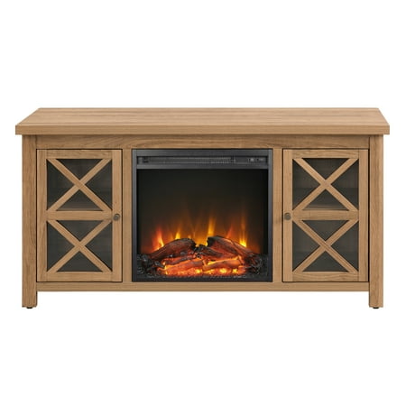 Camden&Wells - Colton Log Fireplace TV Stand for TVs Up to 55" - Golden Oak