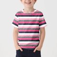 thumbnail image 2 of CYRBOKO Toddler Boys Summer Shirts, Short Sleeve Striped Basketball Casual Sports Top Red Size 4-5 T, 2 of 4