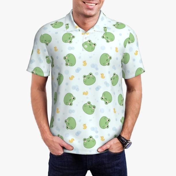 Fotbe Kawaii Frogs Camiseta Polo de Golf para Hombre con Estampado – Camisa Deportiva Transpirable con Cuello Abotonado-3X-Large