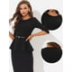 thumbnail image 2 of Blusa Peplum elegante Allegra K con cinturón de manga 3/4 y cuello redondo para mujer Negro S, 2 of 5