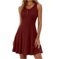 thumbnail image 2 of Karymi Maxi Dress Ribbed Knit Sleeveless Mini Dress, Solid Round Neck Henley Button Down A-Line Swing Dress, Casual Flowy Tank Dress Maxi Dress, 2 of 6
