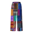 thumbnail image 5 of cocolona Womens Summer Casual Printed Palazzo Pants Elastic Waist Wide Leg Split Vacation Travel Lounge Trousers with Pocket, 5 of 5
