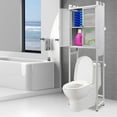thumbnail image 4 of Loyalheartdy Toilet Storage Cabinet 3 Tier Bathroom Shelf Space Saving Freestanding Over Toilet Bathroom Storage Organiser Cabinet with Double Door Each Tier Load 33.07lbs White, 4 of 12