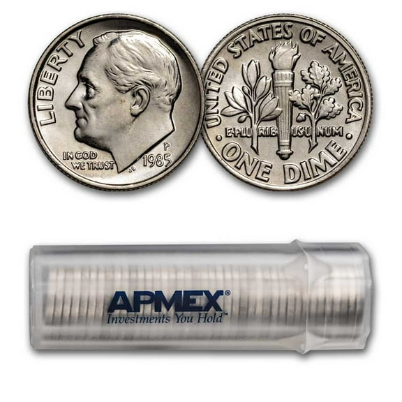 1985-P Roosevelt Dime 50-Coin Roll BU
