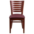 thumbnail image 6 of BizChair Slat Back Mahogany Wood Restaurant Chair - Burgundy Vinyl Seat, 6 of 7