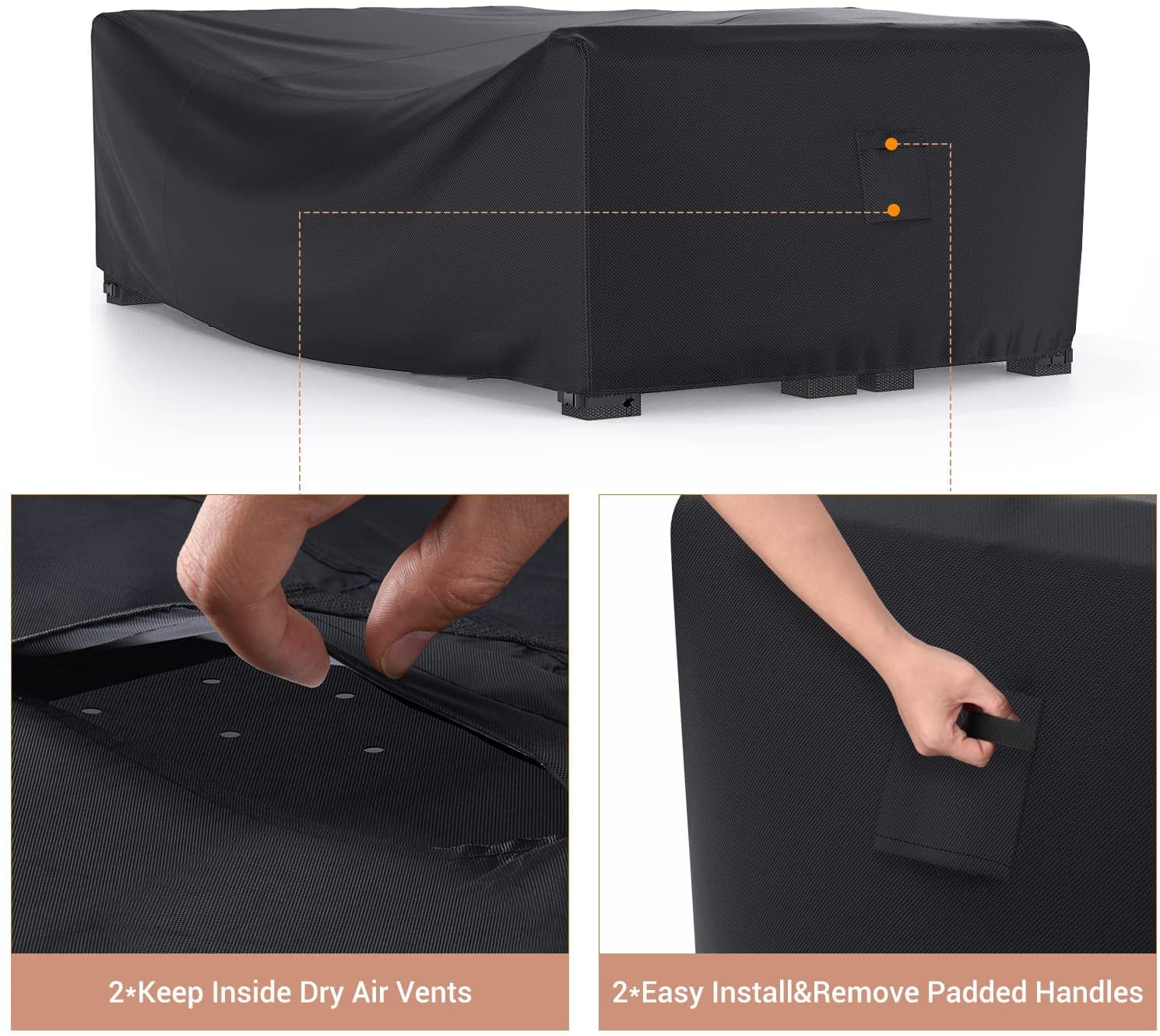 Patio Furniture Set Cover Waterproof, Waterbb Outdoor Sectional Sofa Set Cover Heavy Duty 600D Table and Chair Set Cover 124" L× 70.8" W× 29.1" H